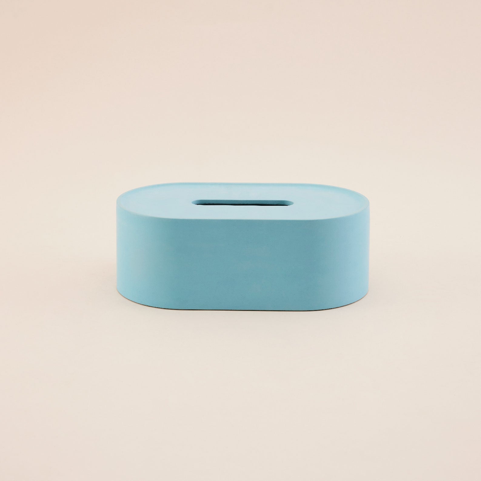Blue Rounded Concrete Tissue Box |  กล่องใส่กระดาษทิชชู แบบแผ่น ทรงรี