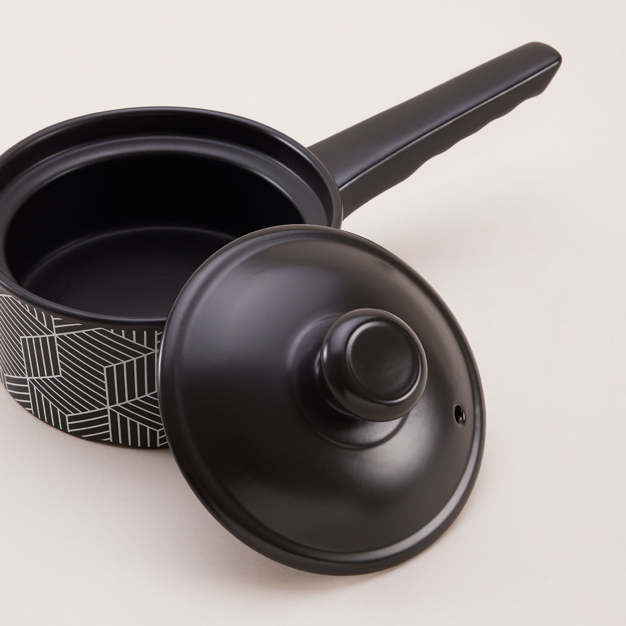 Geometric Ceramic Cooking Pot | หม้อมีด้ามจับพร้อมฝาปิด