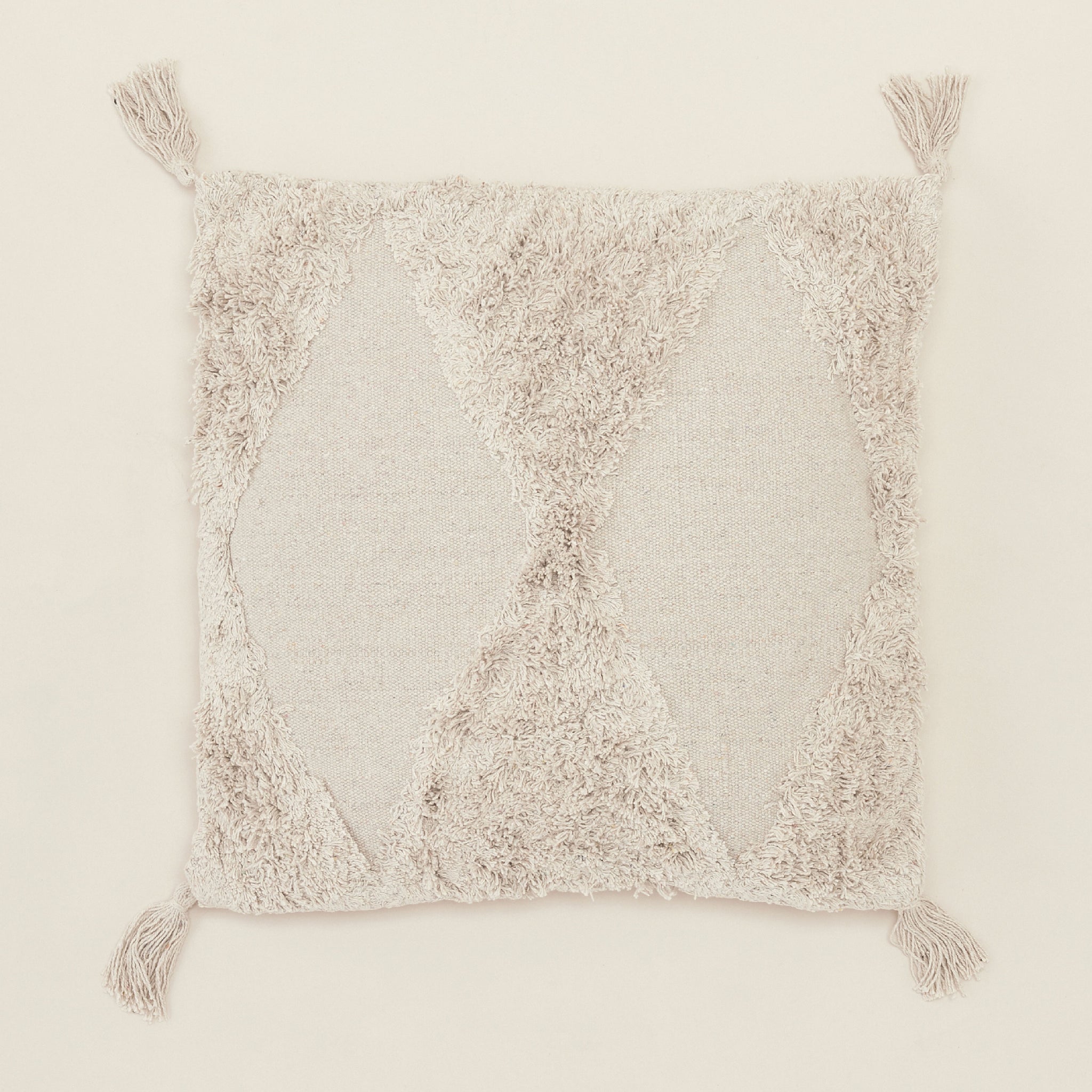 Light Beige  Hand-Woven Cotton Cushion | หมอนอิงพร้อมปลอก ประดับพู่