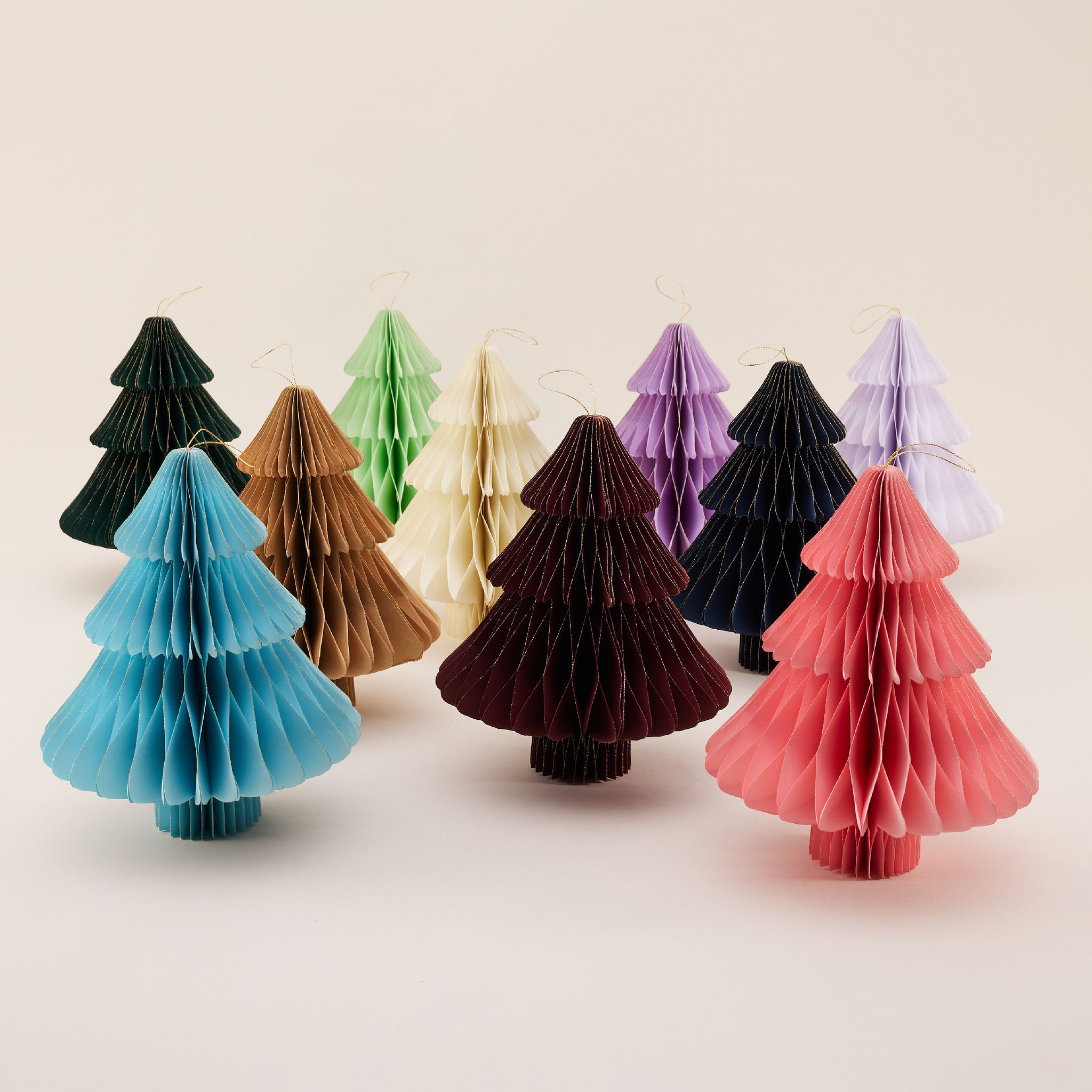 Light Brown Paper Christmas Tree Ornament Set | ของตกแต่ง ต้นคริสต์มาส