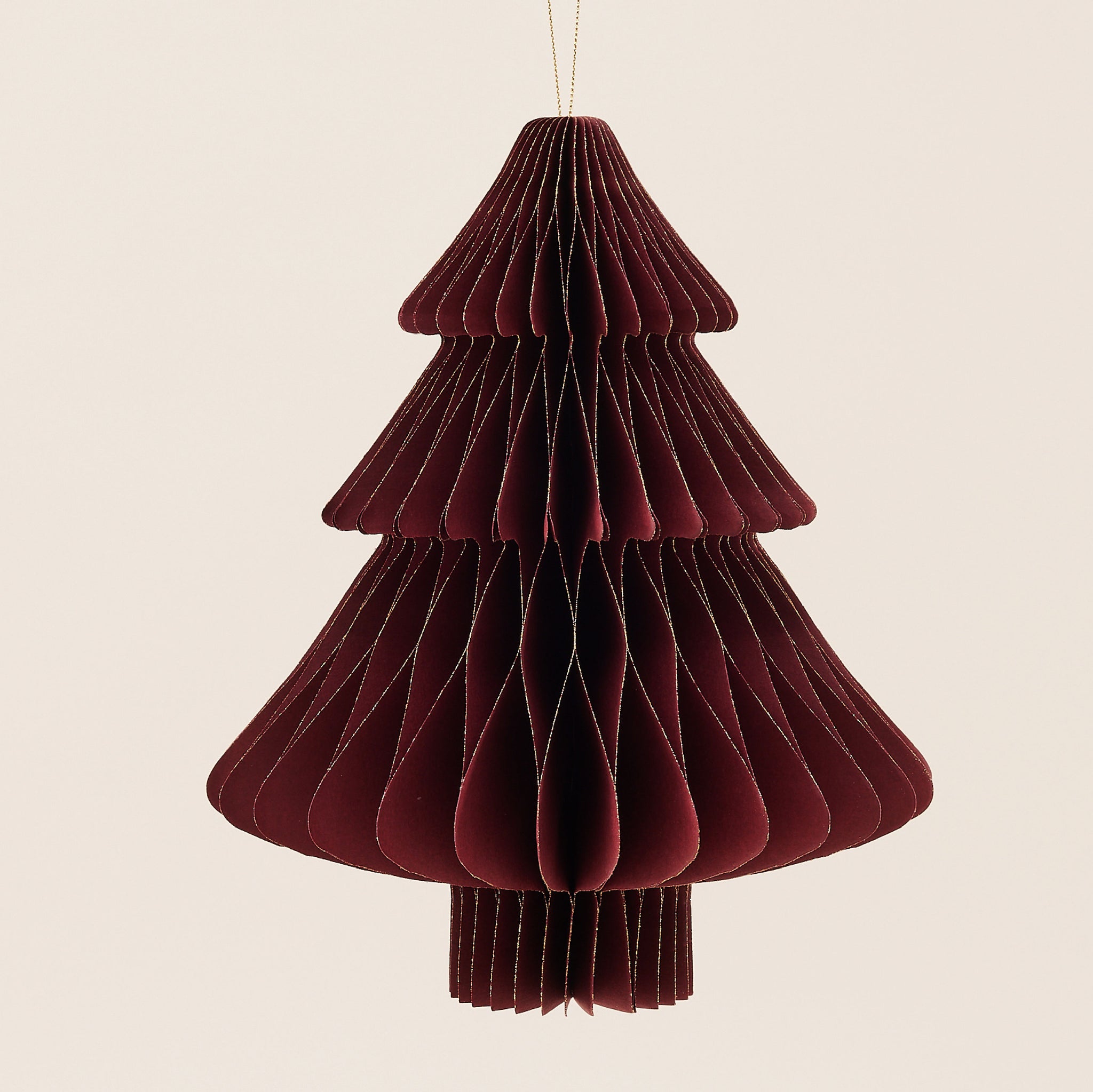 Dark Red Paper Christmas Tree Ornament Set | ของตกแต่ง ต้นคริสต์มาส