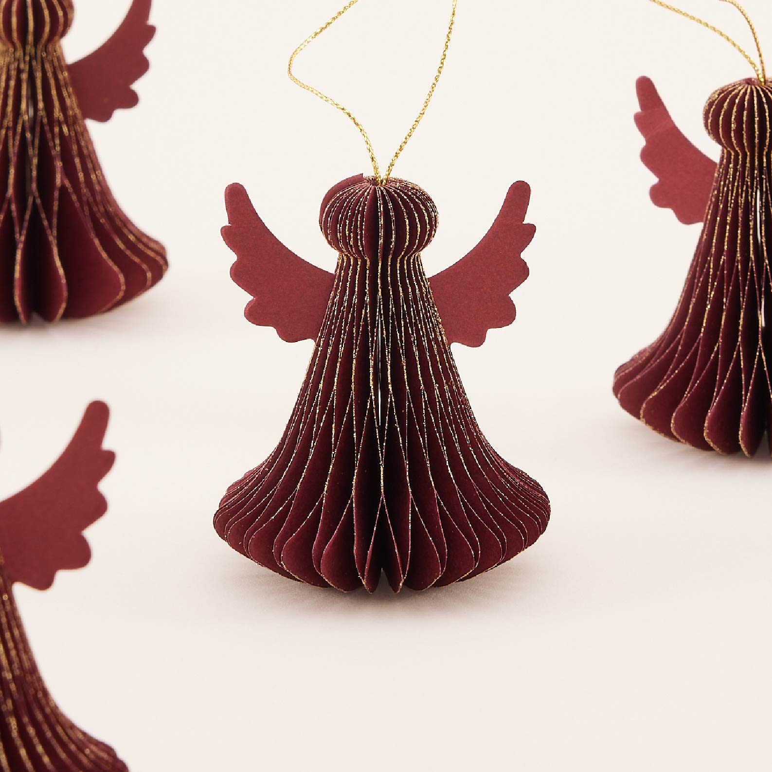 Dark Red Angel Hanging Ornament Set | ของตกแต่ง ต้นคริสต์มาส